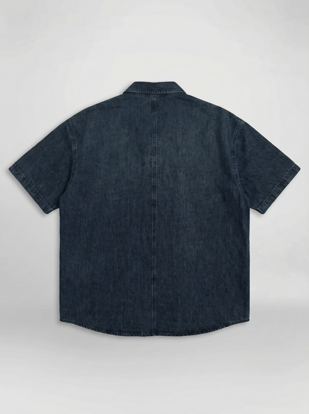 深藍色牛仔刺繡短袖恤衫