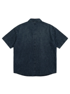 深藍色牛仔刺繡短袖恤衫