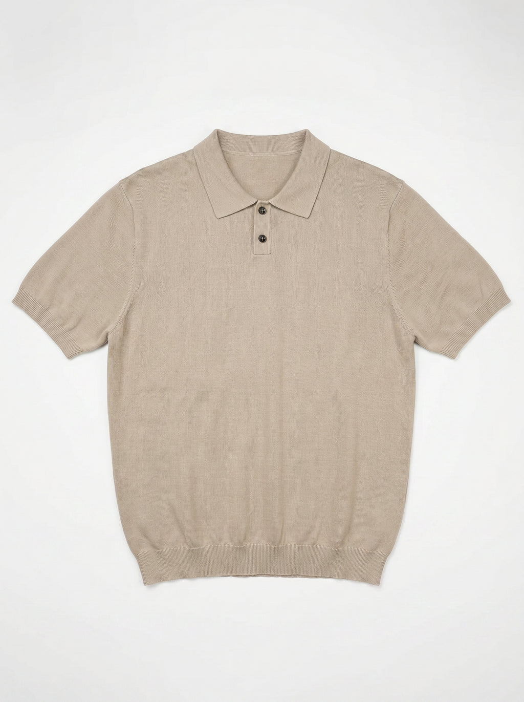 杏色針織金鈕扣Polo