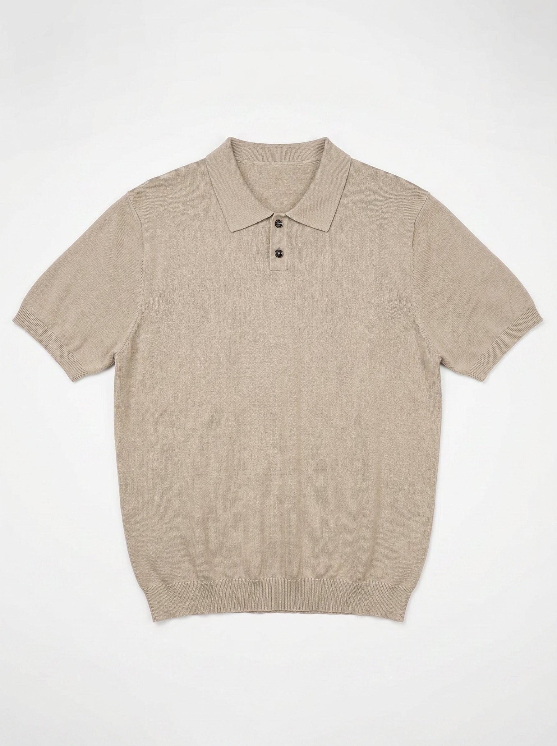 杏色針織金鈕扣Polo