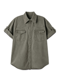 軍綠色短袖軍裝恤衫